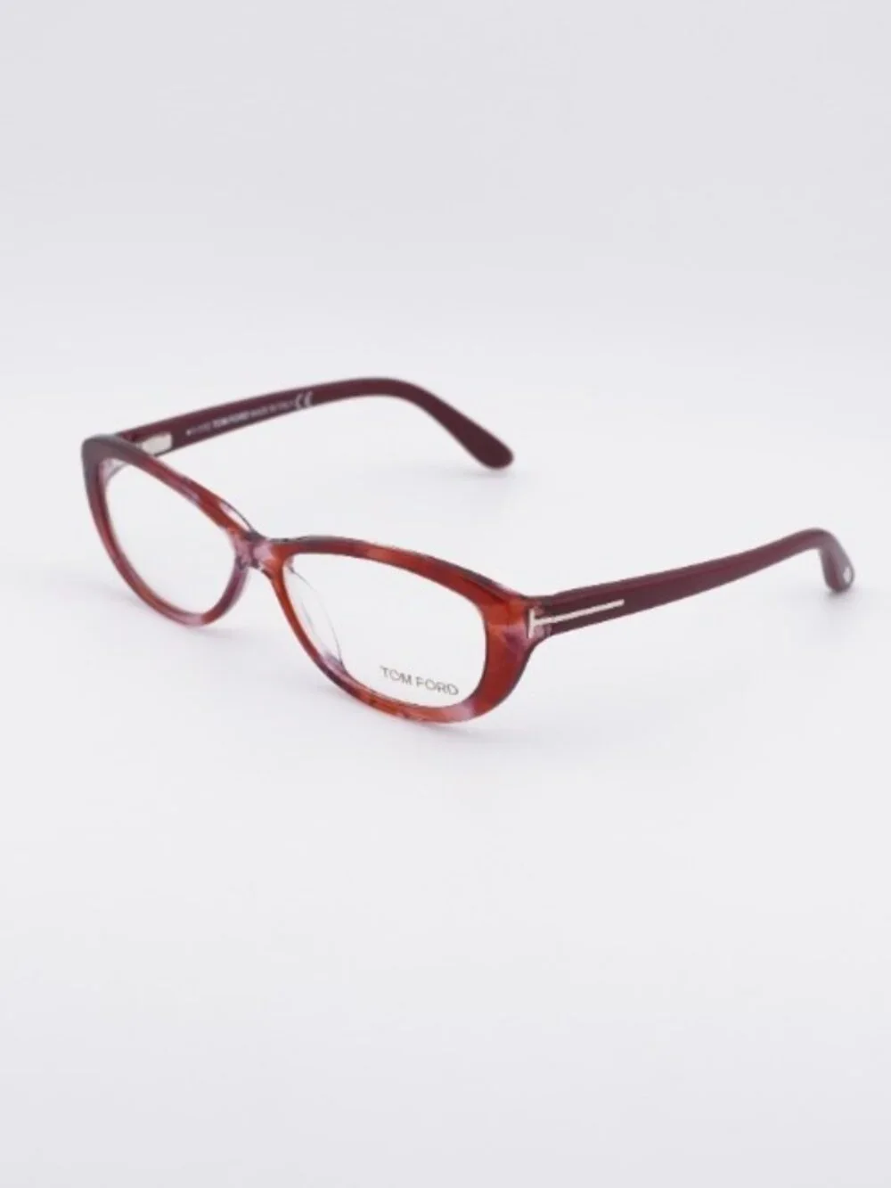 Tom Ford FT5226 068 Eyeglasses Transparent Stripped Red 54mm Oval Frame